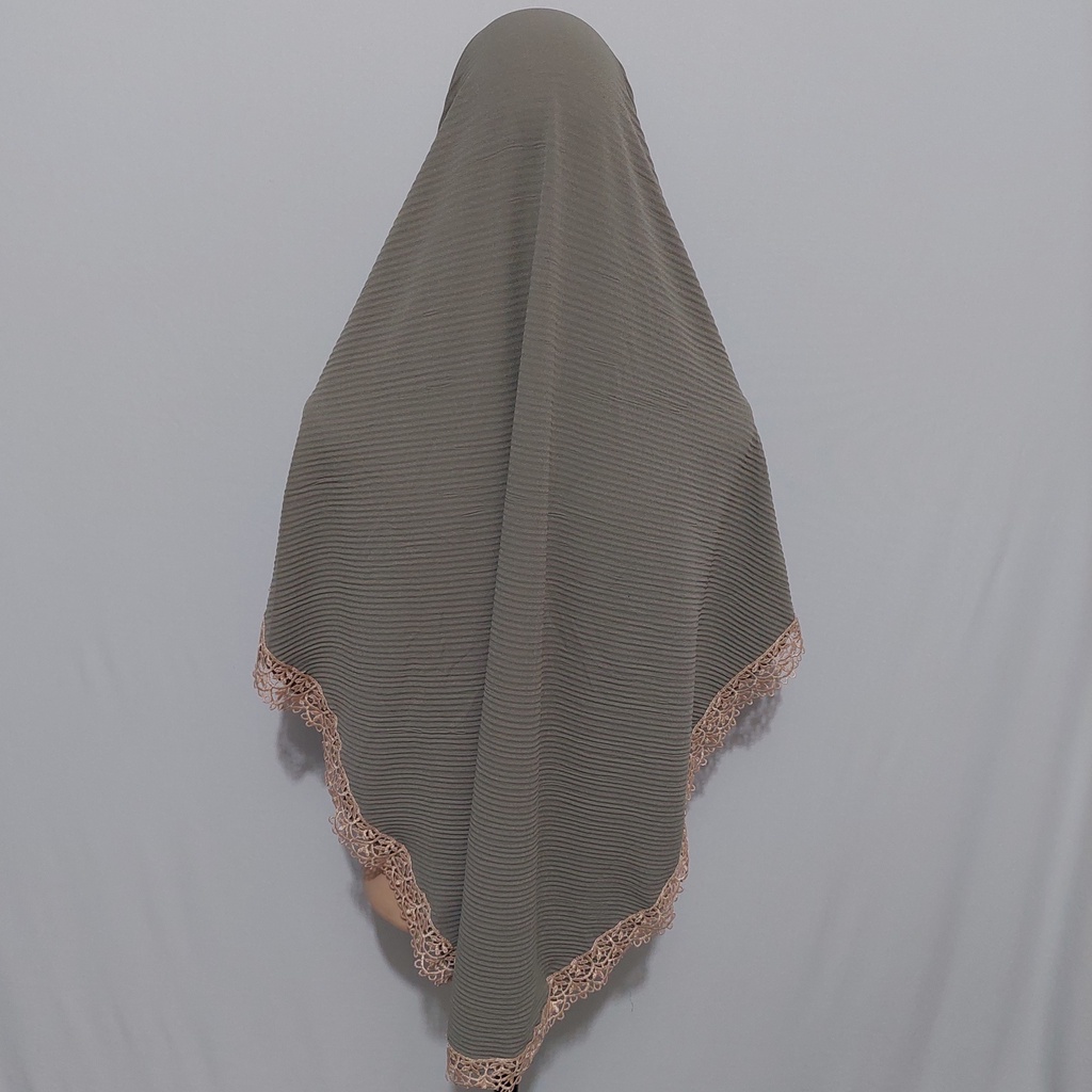 Jilbab Prisket Renda Prada  Keliling Jersy Terbaru 2022-ABU SILVER