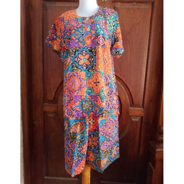 Setelan kencana ungu celana kulot pendek babydoll