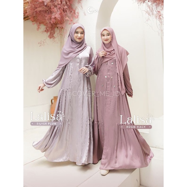 Ready Lalisa dress lebaran outer plus payet ori cover me athena silk