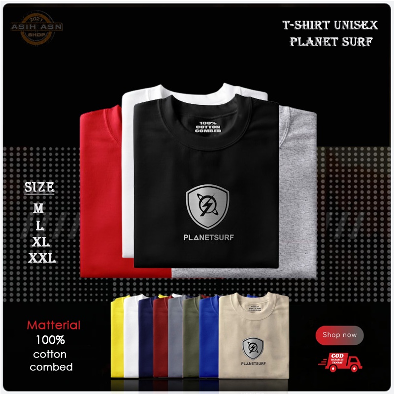 Kaos Pria Planet Surf Circle Abu Premium