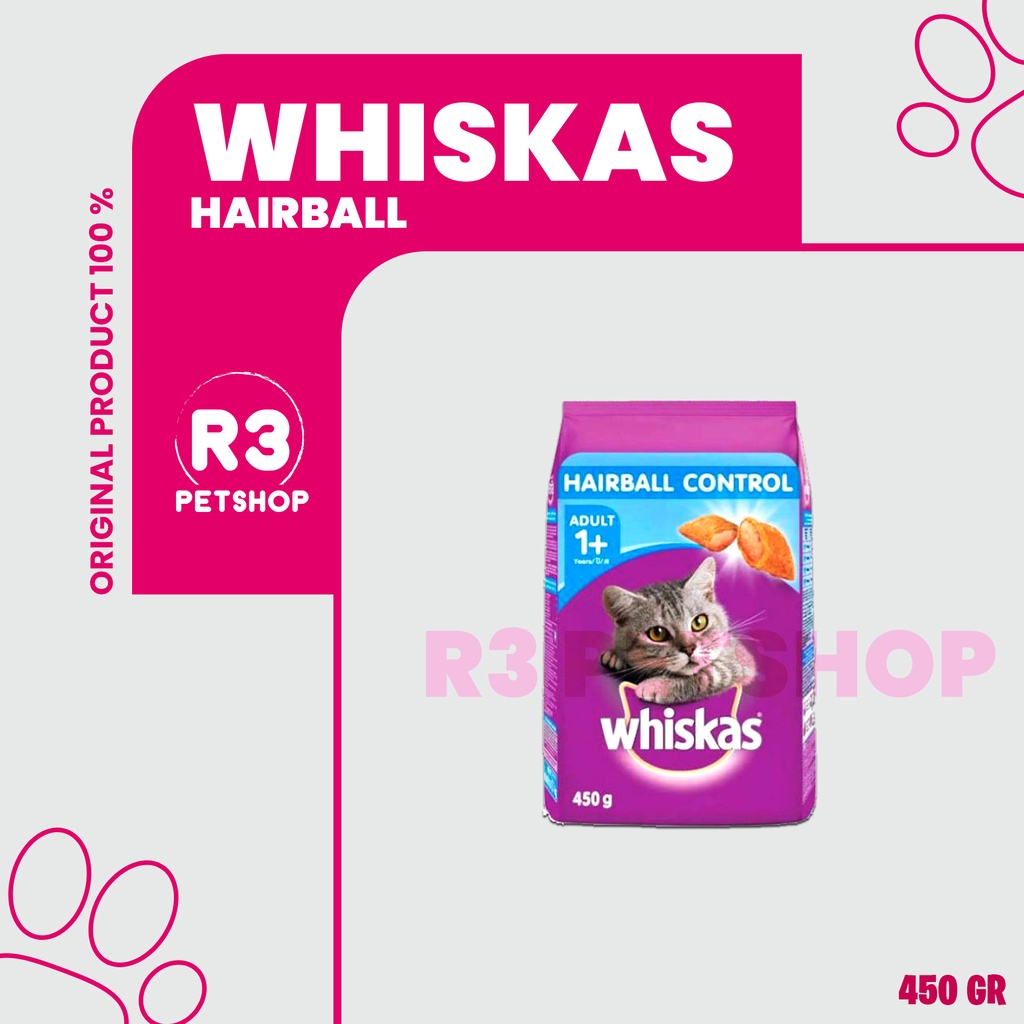 Makanan kucing Whiskas Hairball Control 450gr