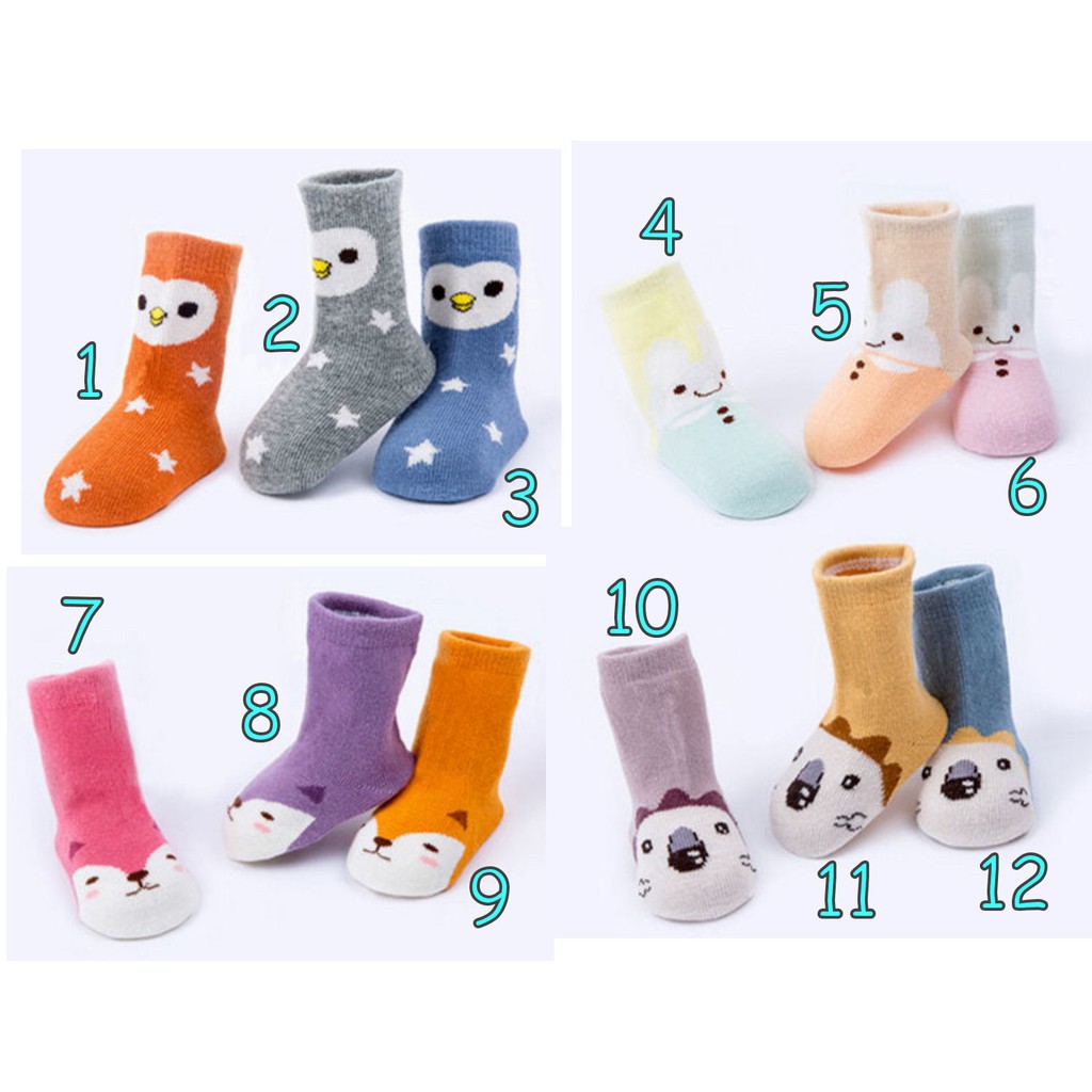  JOYLEEN BEBE Sock Cute Animal  Face Kaos  Kaki  Anak 