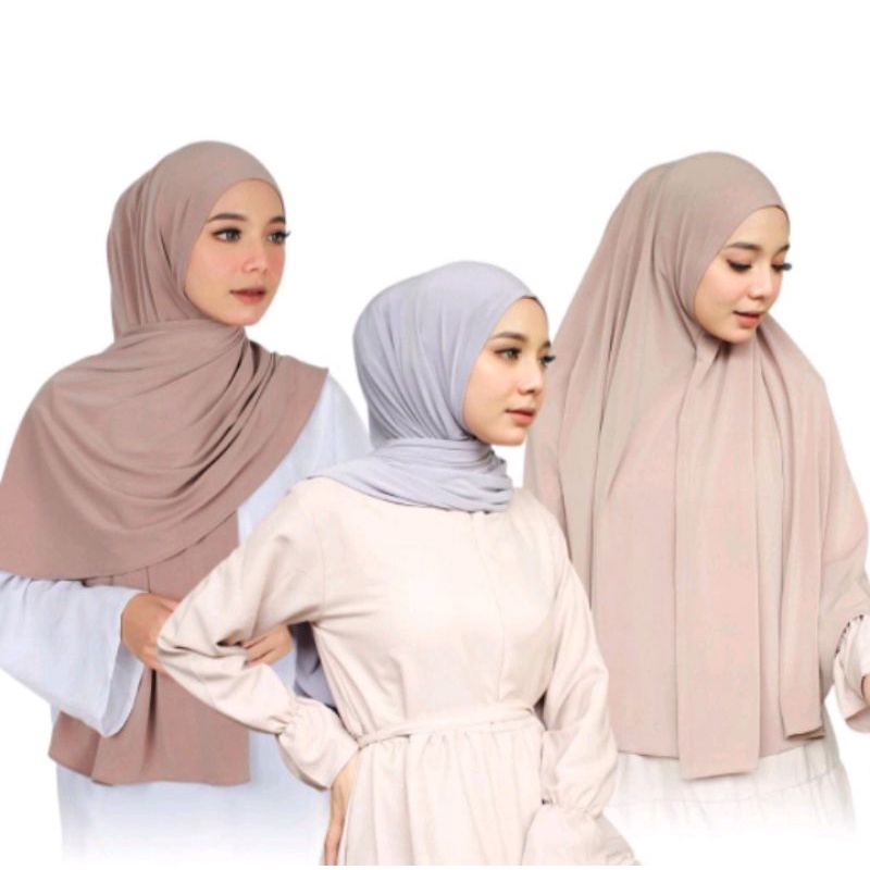 Jilbab Pashmina Instan Hanum Multifungsi 3 In 1 Series Jersey Spandek Premium Arabian Melayu Pastan 