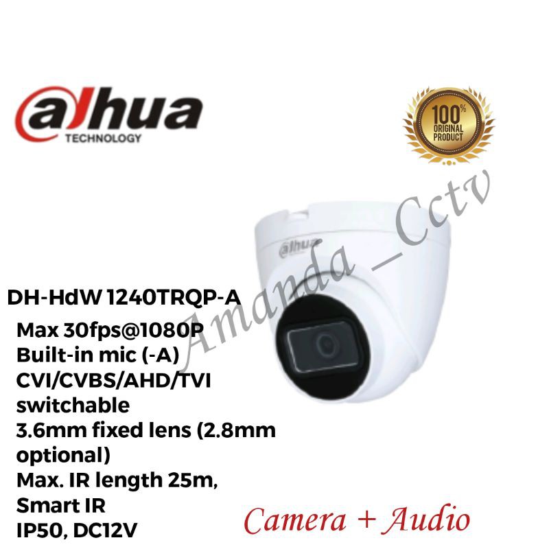 Camera Dahua + Audio 2MP 1080 HDW-1240TRQP-A Indor Original