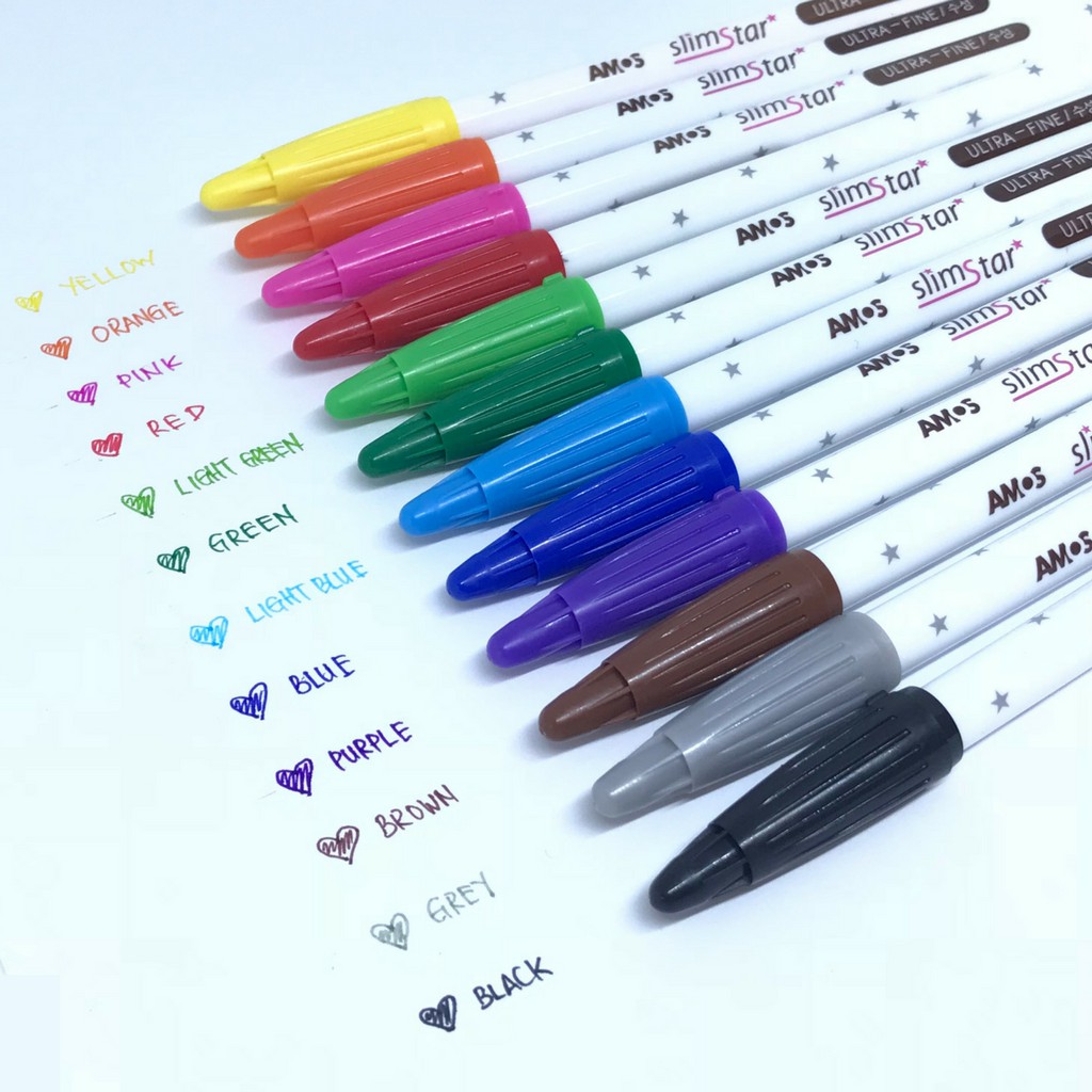 

Amos Slim Star Watercolor Pen Ultra Fine 12 color - SS12P