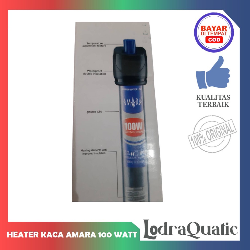 HEATER ATAU PENGHANGAT KACA AMARA HT-100 DAYA HEATER 100 WATT PENGHANGAT AIR AQUARIUM WATERHEATER AQUARIUM