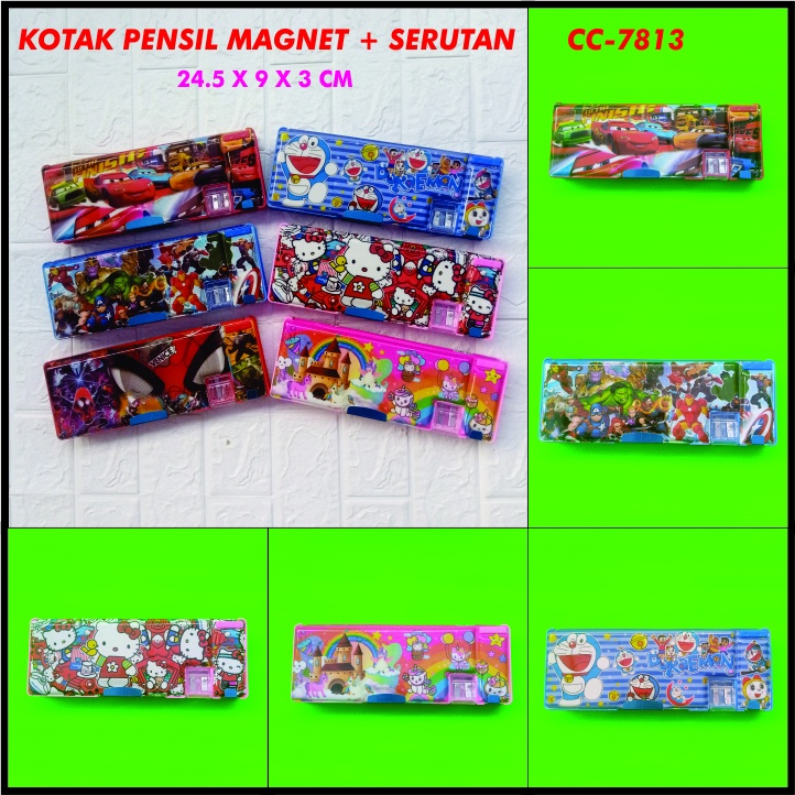 

KOTAK PENSIL MAGNET KARAKTER 2 SISI (DEPAN-BELAKANG) / TEMPAT PENSIL MAGNET + SERUTAN 2 LUBANG