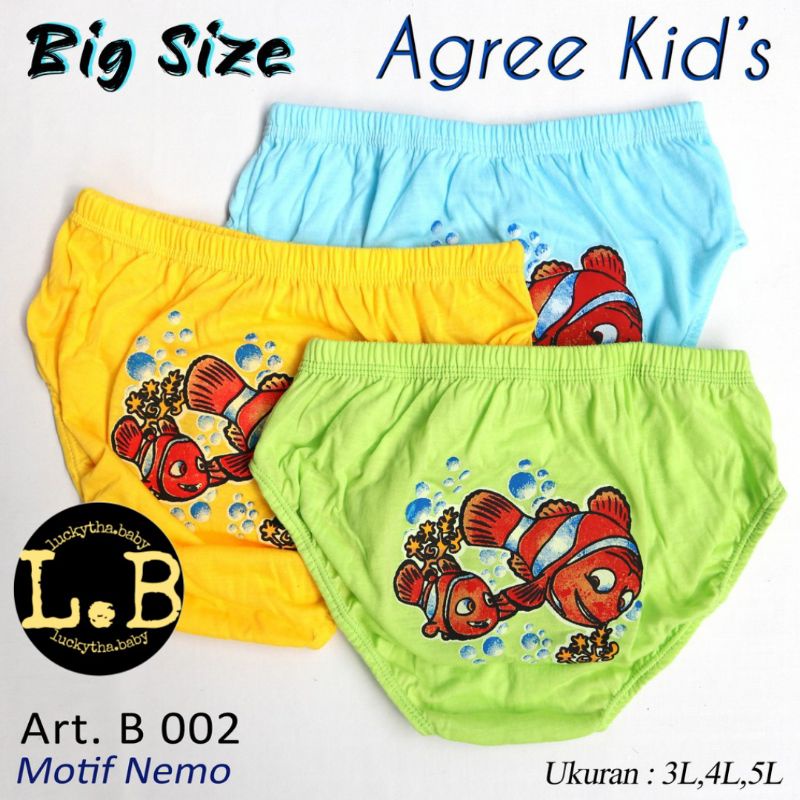 3pc_cd anak AGREE B002 BIG SIZE MOTIF / celana dalam anak laki-laki agree kids