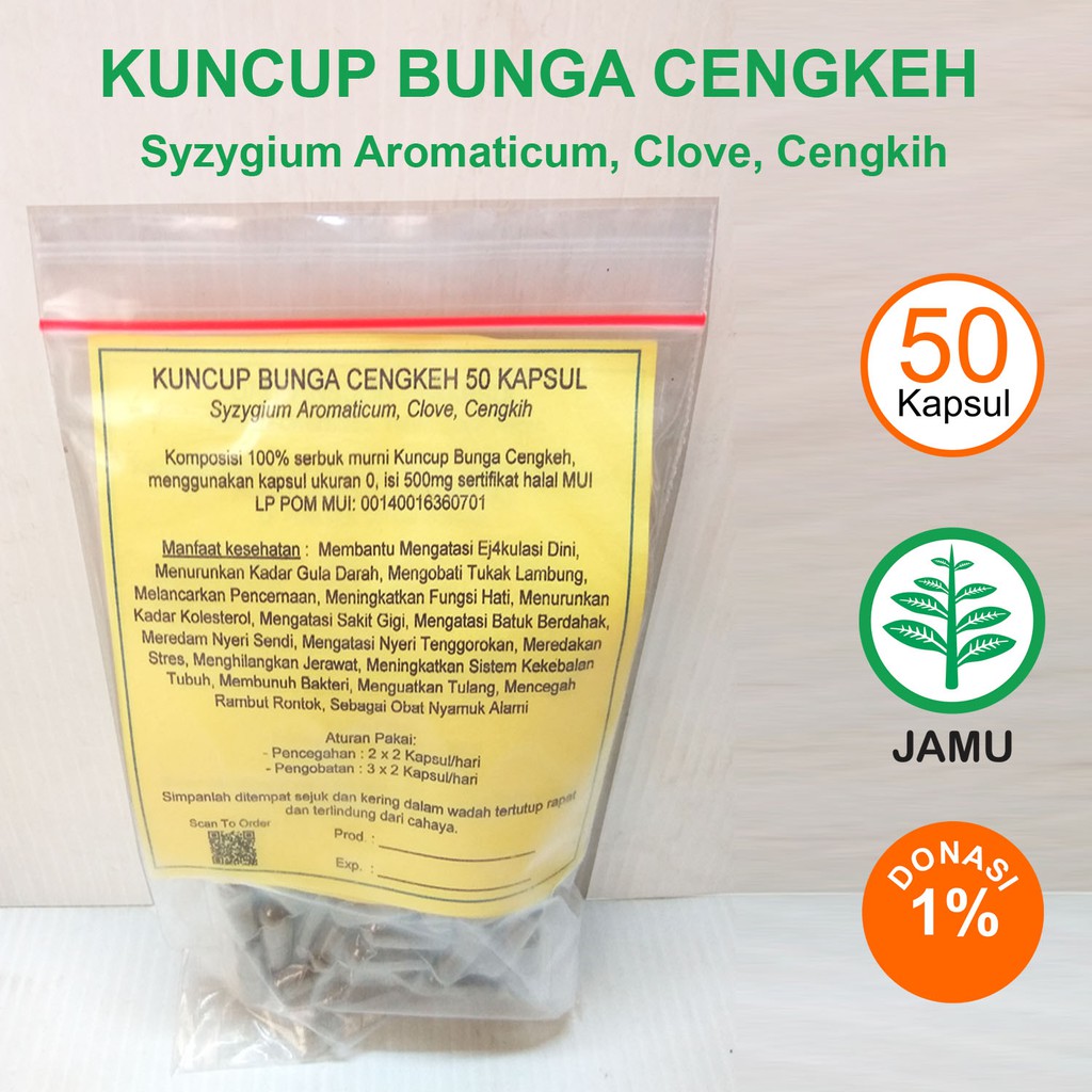 

KUNCUP BUNGA CENGKEH KAPSUL Stamina Vitalitas Tenggorokan Lambung Batuk Berdahak Hati