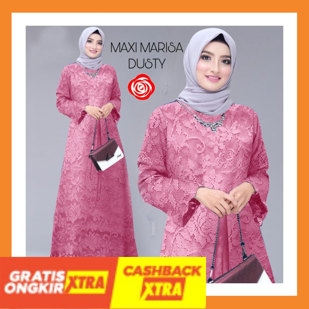 STYLE KOREA KEREN IMPORT MURAH ORIGINAL BISA COD / MARISA MAXI GAMIS BROKAT