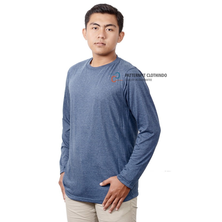 KAOS POLOS TWOTONE BIRU MISTY 30'S LENGAN PANJANG