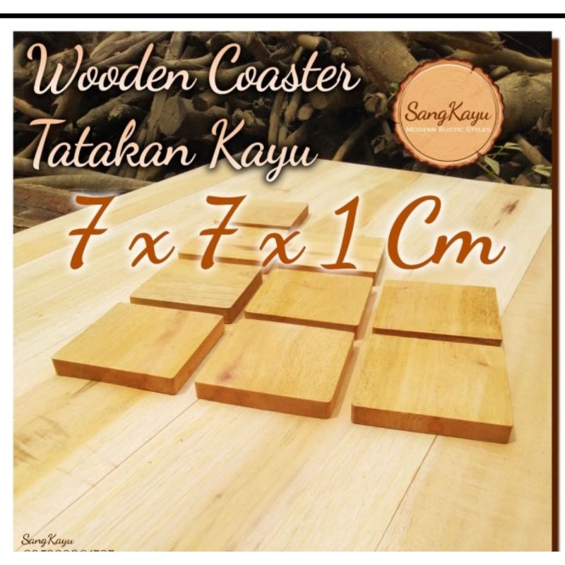 TERMURAH..! Tatakan gelas kayu 7x 7 cm wooden coasters