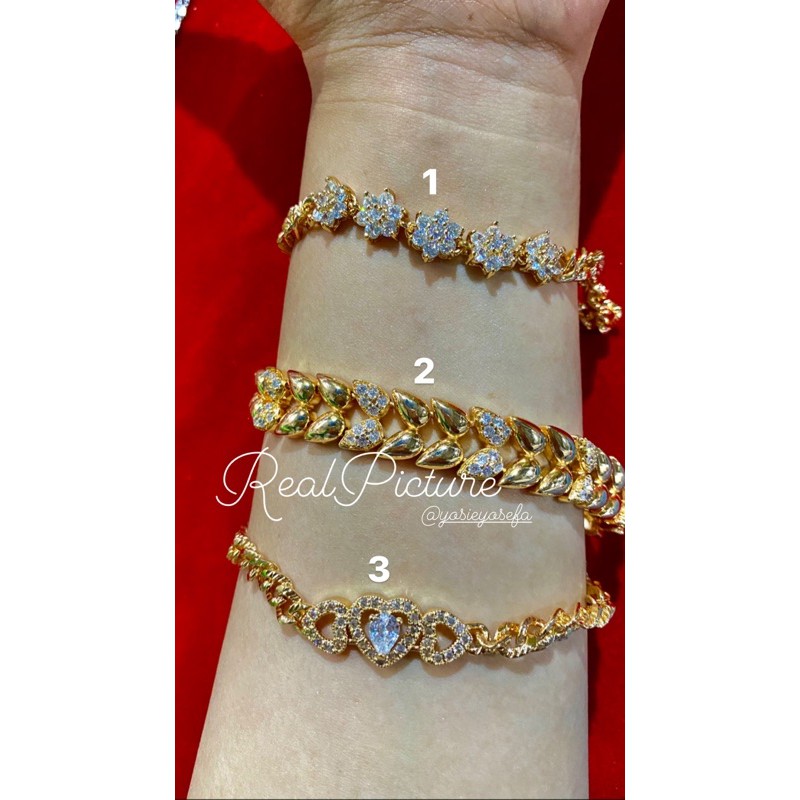 Gelang Cuping Permata LAPIS EMAS 18k Yaxiya