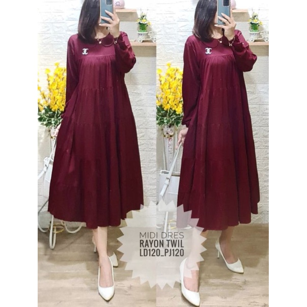 ZAHRA MIDI DRESS// MIDI DRESS KEKINIAN// DRESS ELEGAN// MIDI TERBARU// MIDI DRESS PREMIUM HQ// GEMILANG CLOTHING