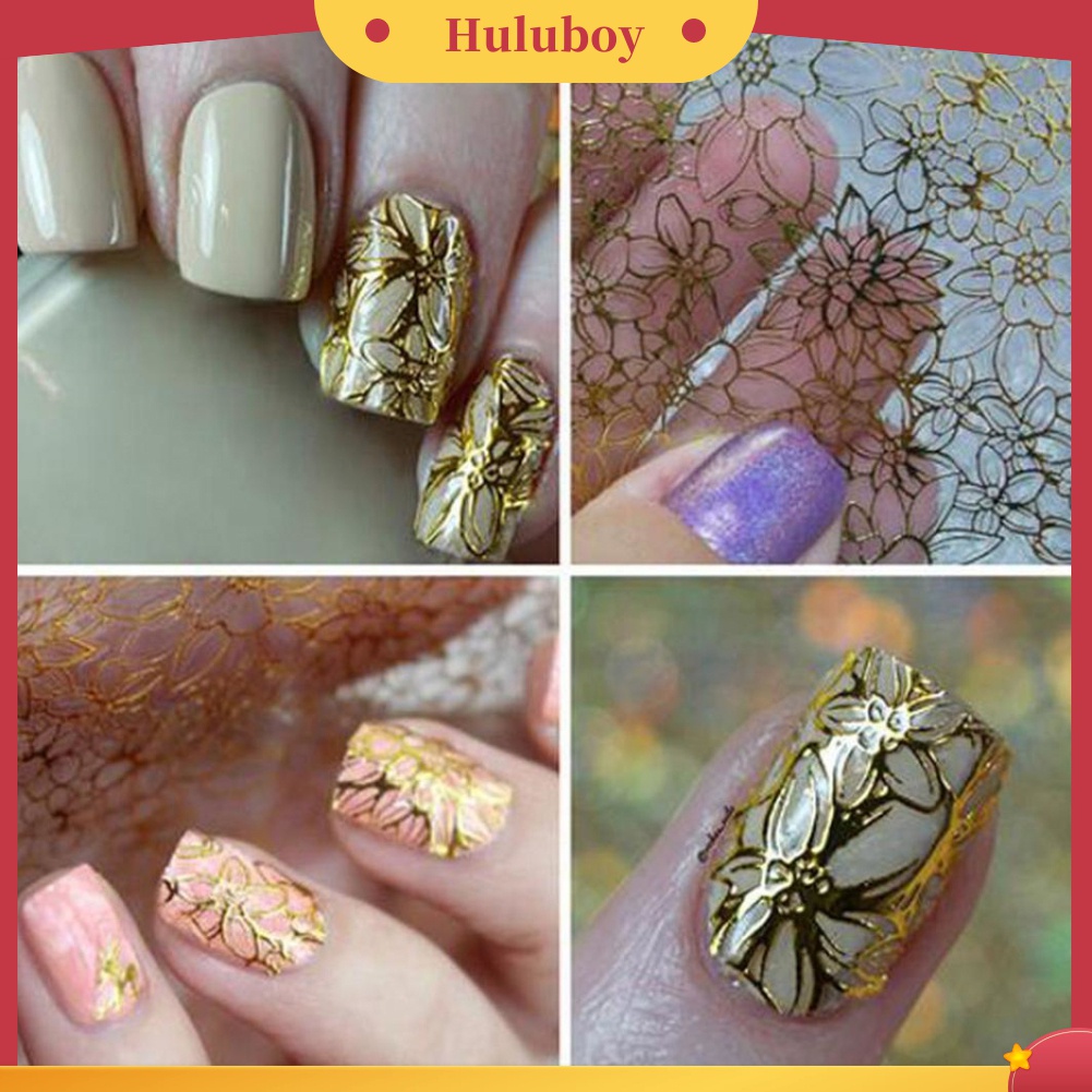 Huluboy Huluboy♡ Stiker Kuku 3D Motif Bunga Mekar Untuk Dekorasi Nail Art DIY