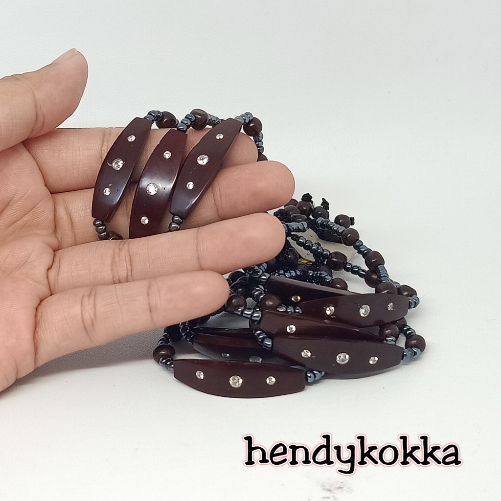 10 gelang kokka kaukah plat manik mata anak hitam