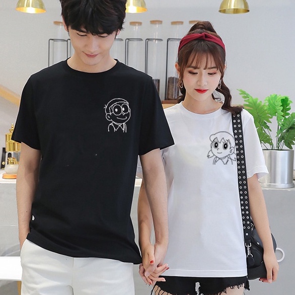 TERMURAH...KAPELAN KAOS PACAR KEMBARAN LENGAN PENDEK ATASAN COUPLE NOBITA SHIZUKA