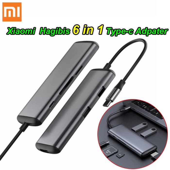 113 XIAOMI HAGIBIS USB Type-C Charging Adapter 6 in 1 HUB Adapter