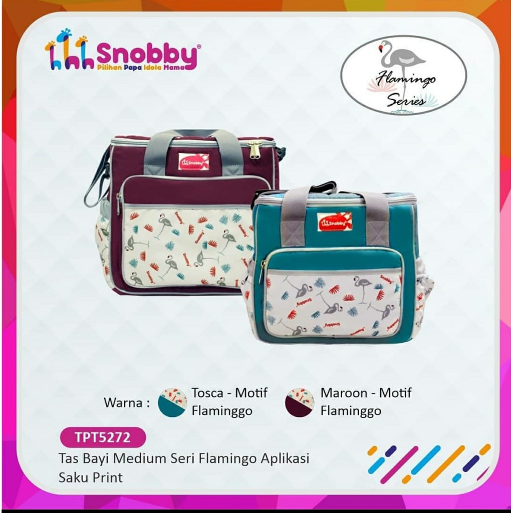 Snobby Tas Bayi Medium Aplikasi Saku Print Flamingo Series - TPT 5272