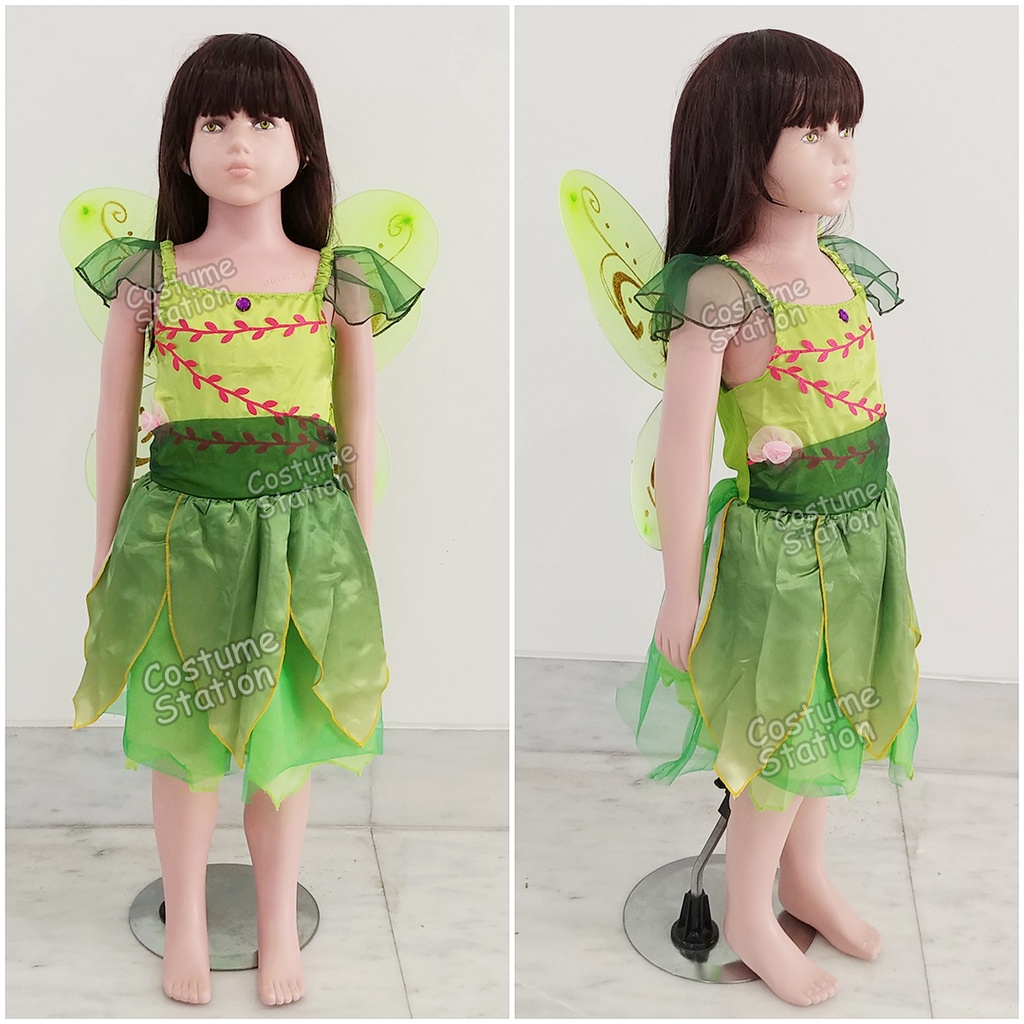 Kostum Tinkerbell Short Dress / Costume Princess Fairy Peter Pan Peri Hijau anak perempuan