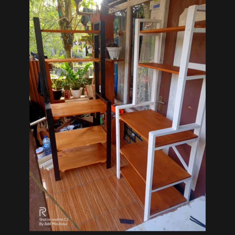 rak kayu serbaguna meja kompor meja