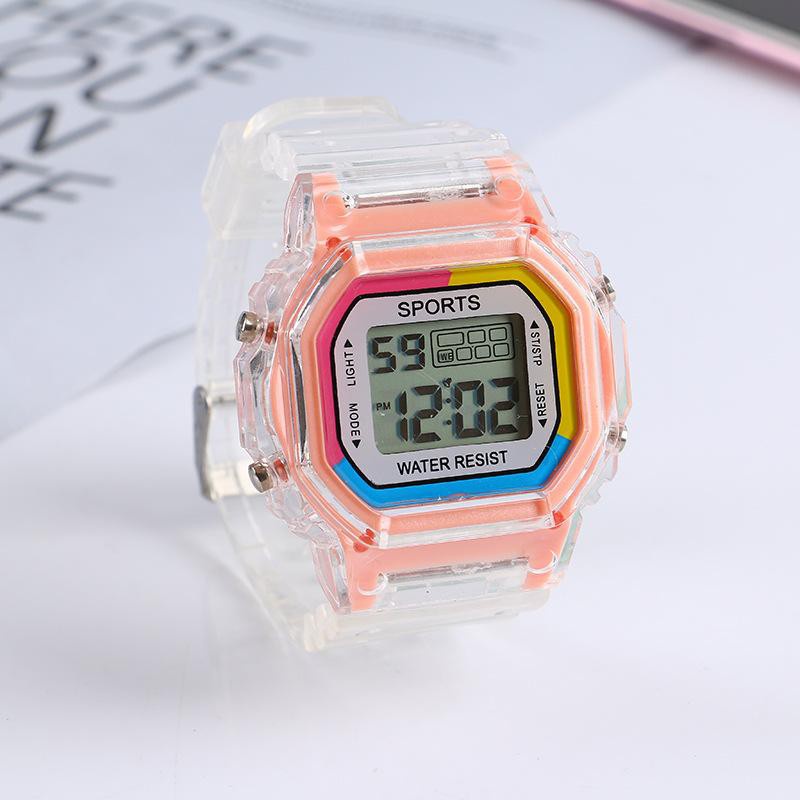 ✅Grosir Jam Senen - - Jam Tangan Wanita Digital Transparan Square Dial Couples Watch Korean Jam Transparan