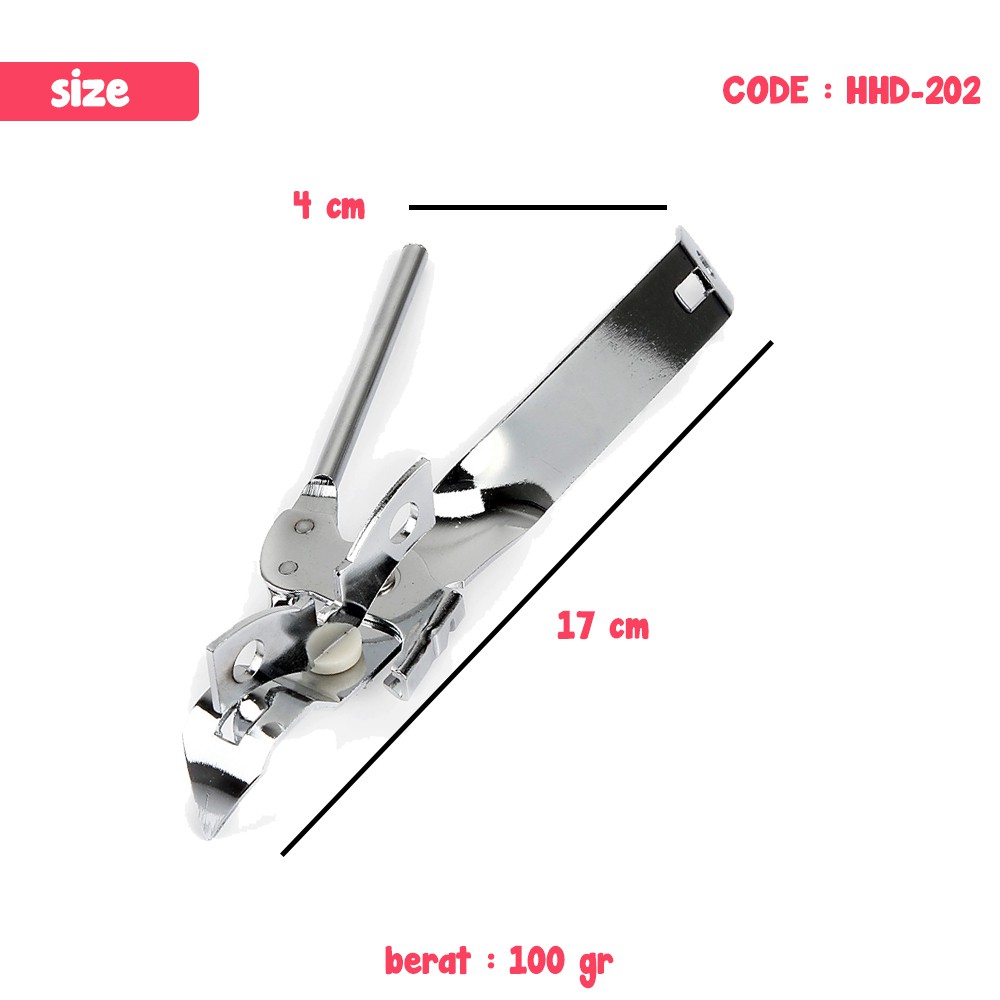 CAN OPENER PEMBUKA KALENG &amp; TUTUP BOTOL PUTAR STAINLESS STEEL - HHD-202