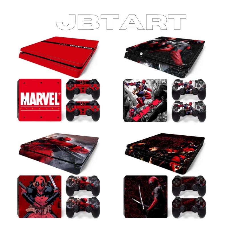 GARSKIN SKIN PELINDUNG / STIKER PS4 SLIM PRO MARVEL DEADPOOL GAMBAR TERBARU BEBAS COSTUM GAMBAR