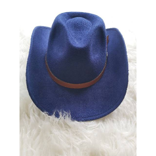 Topi Koboy High Class fedora Cowboy laken tali gesper Koboi bludru import