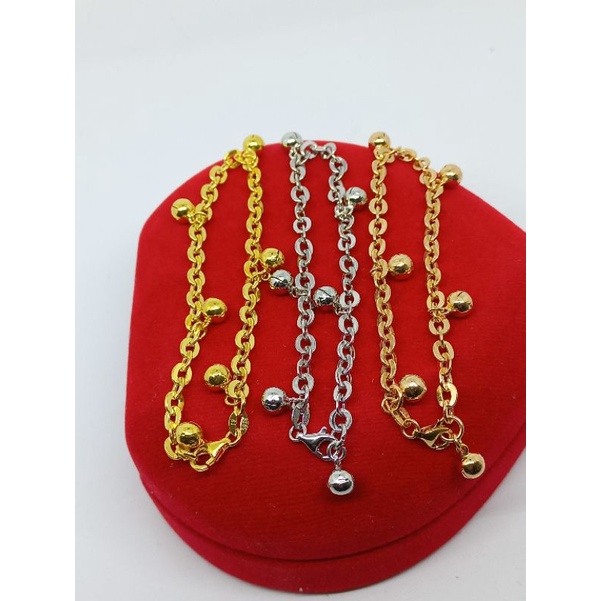 gelang kaki nori hollo anak +6bel/ gelang perak asli silver 925 lapis emas/gelang kaki fashion anak
