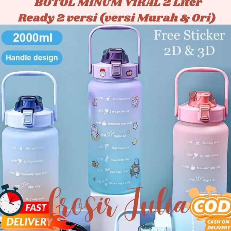 BOTOL TEMPAT MINUM VIRAL 2 LITER KEKINIAN LUCU KOREA PELANGI GRADASI MURAHHHH...,,,,,