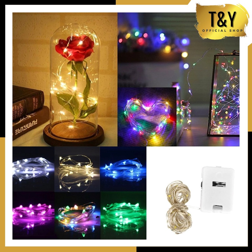 T&amp;Y Lampu Tumblr Kawat Mini 1 2 3 5 Meter Lampu Hias Dekorasi Gift Box Bucket Bunga Balon Fairy Light Led Murah Import