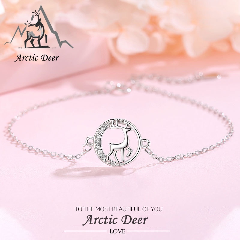 Gelang wanita Sterling silver S925  (Garansi  2  Tahun)  Gelang Arctic Deer  Fashion dan manis Bracelet Fashion and sweet perak asli S925 Original Arctic Deer