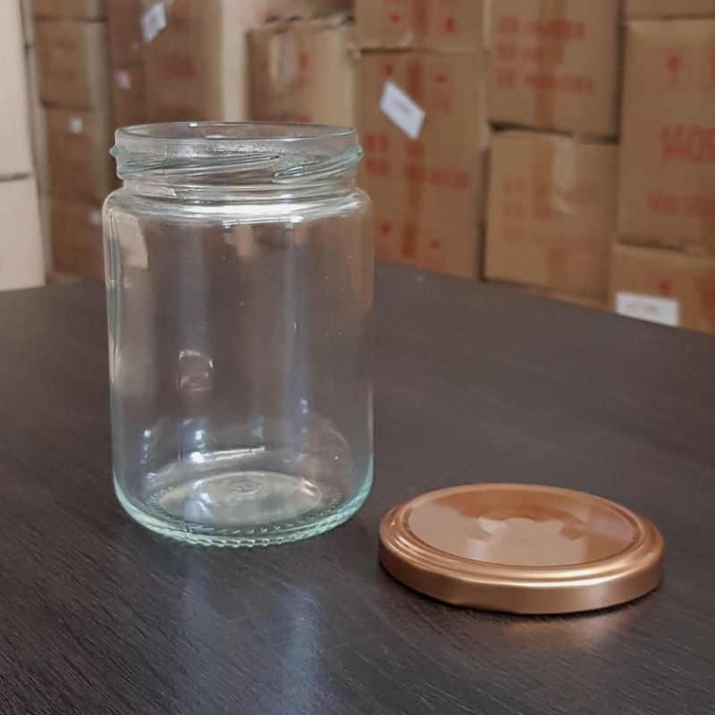 JKB350 jar kaca 350ml / toples kaca 350ml tutup gold / jar madu /selai / mason jar kaca