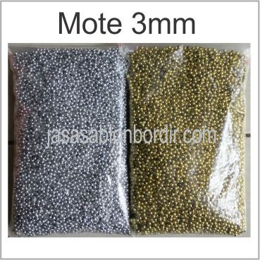 Mote Mutiara Emas Perak 3mm 1pon