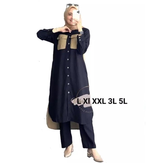 (COD) ONE SET JUMBO LD120/LONG TUNIK DAN CELANA