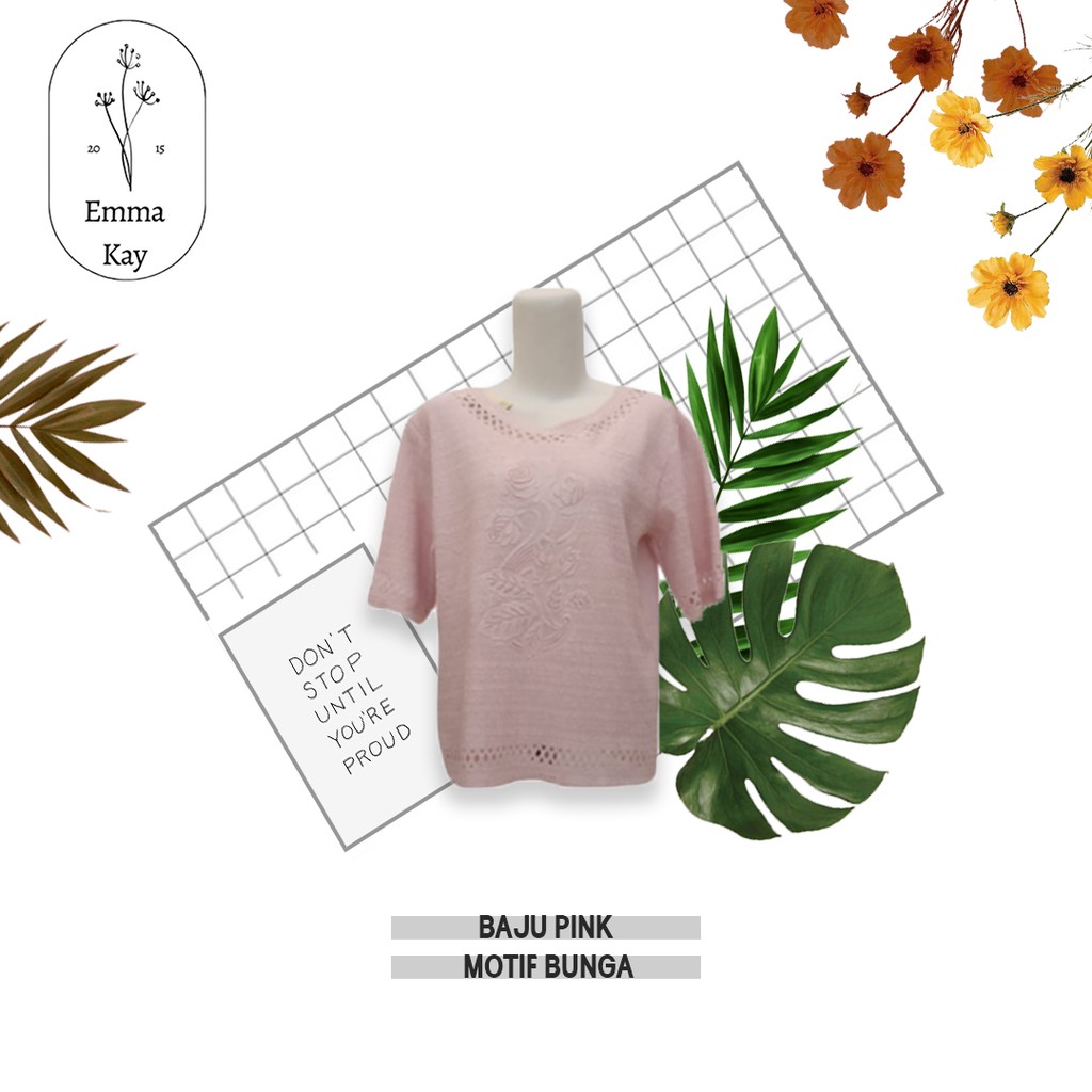 C071 BAJU PINK MOTIF BUNGA