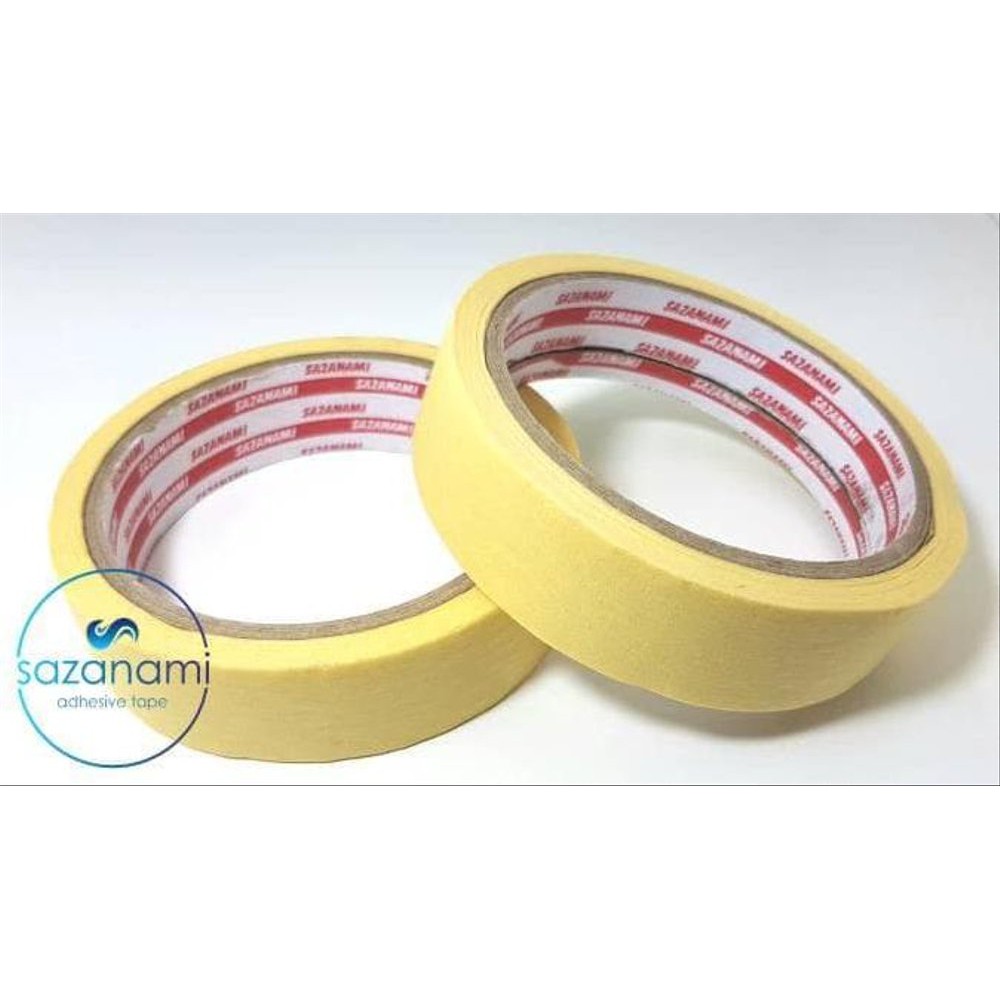 MASKING TAPE 1&quot; INCH x 15m Sazanami ISOLASI LAKBAN KERTAS - Kuning