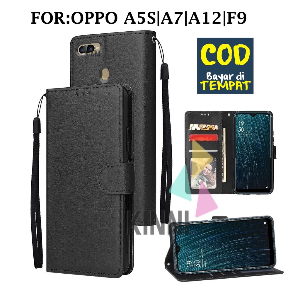 Leather Flip Cover OPPO A15| OPPO A15S| OPPO A12 | OPPO A5S | OPPO A7 | F9 - Wallet Case Kulit - Cas