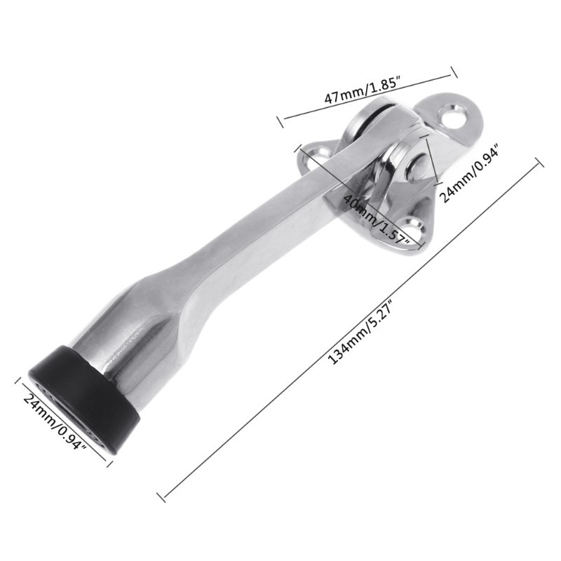 CRE  Zinc Alloy Satin Chrome Lever Door Stopper With Rubber Feet Mounted Holder