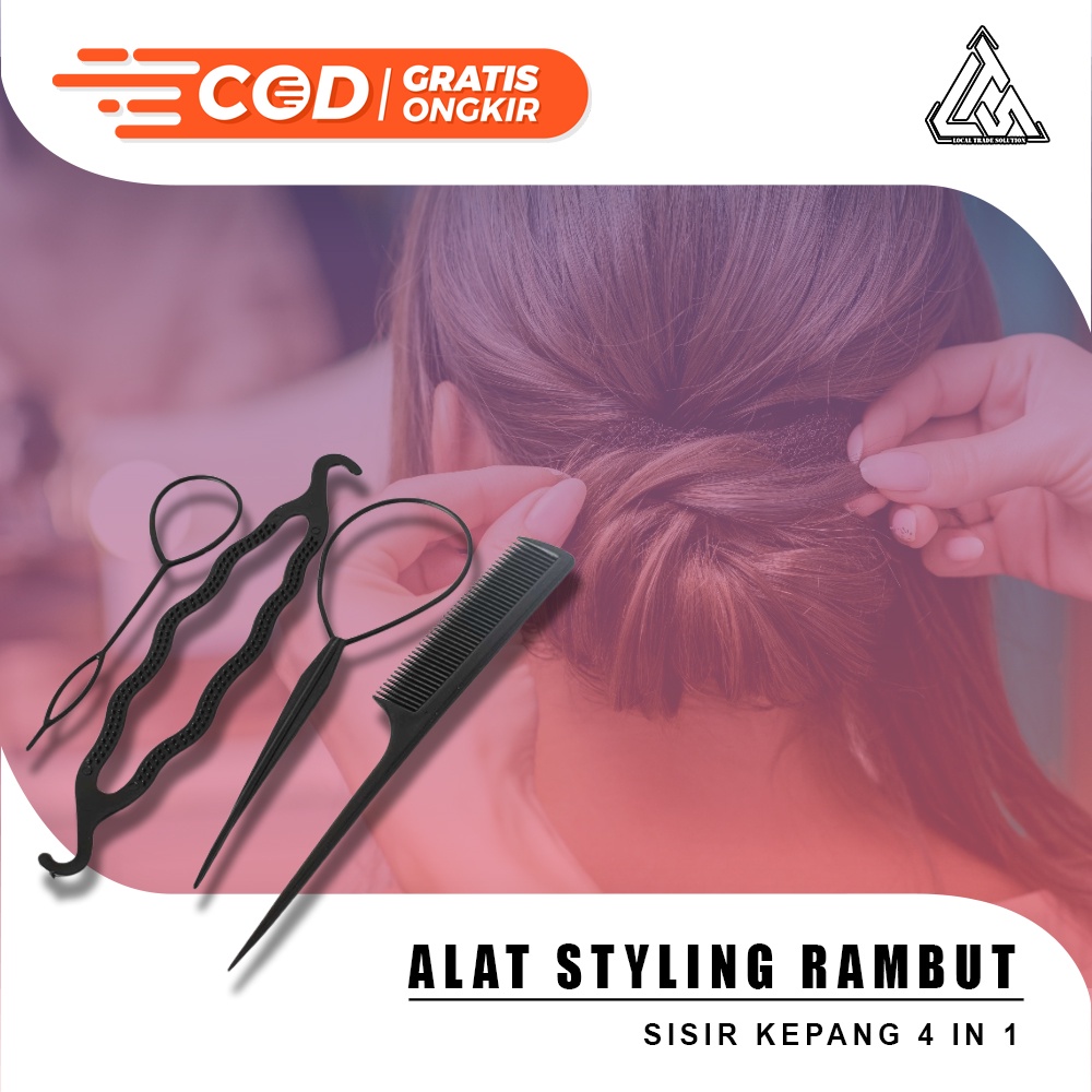 Alat Styling Sanggul Rambut Praktis Sisir Kepang 4 In 1