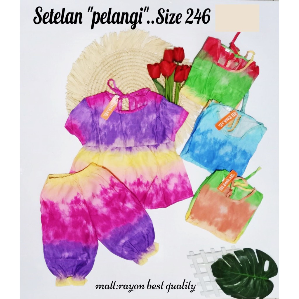 Setelan Pelangi Anak Rayon Super Adem