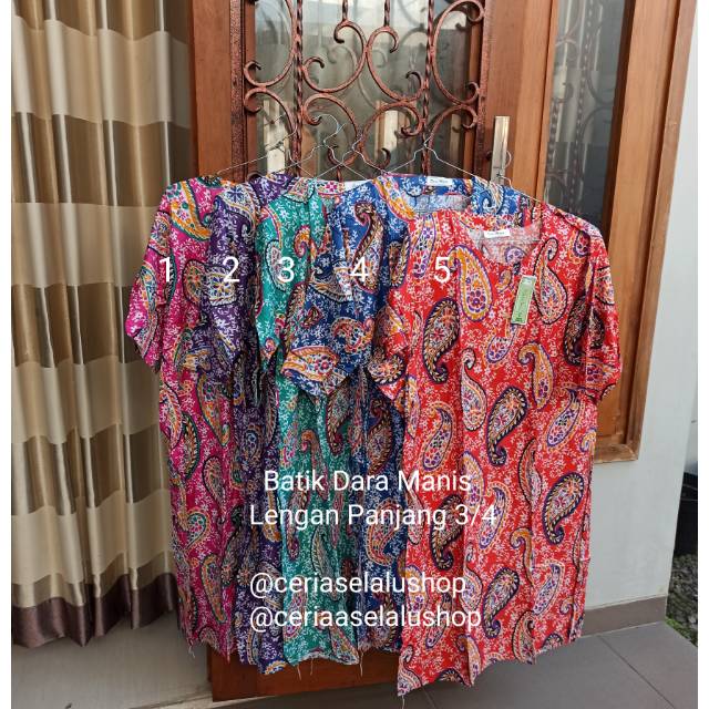DASTER DRESS BATIK DARA MANIS LENGAN PANJANG 3/4 MURAH HALUS BERKUALITAS
