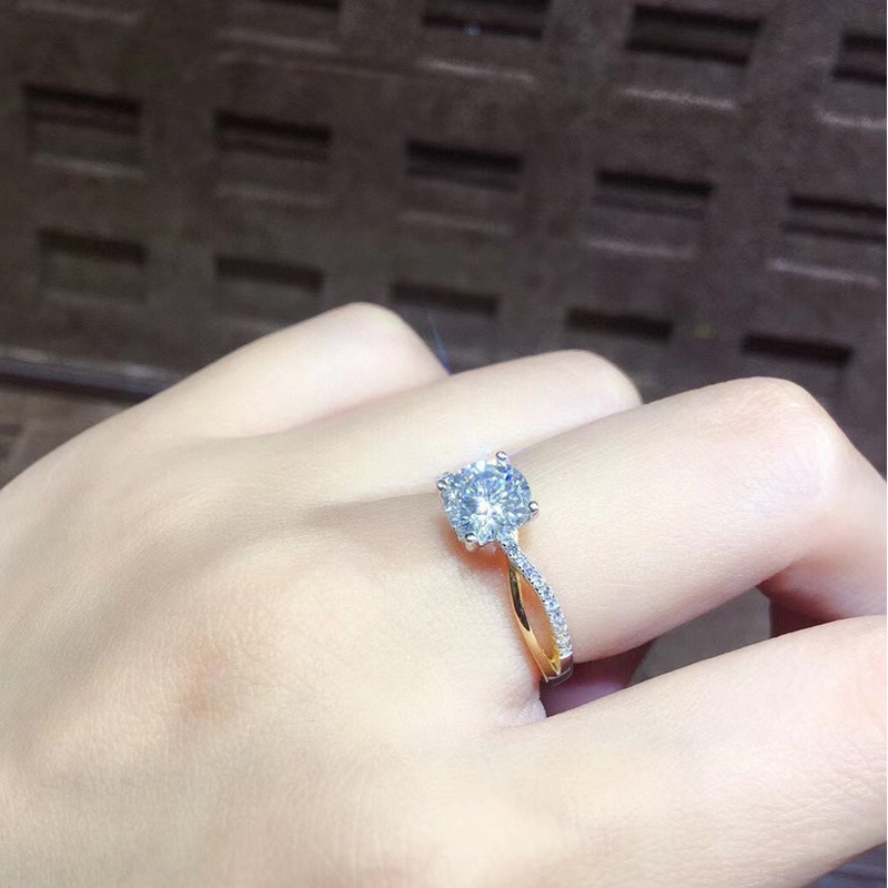 S925 Sterling Perak Cincin Berlian Wanita Berlapis Emas Fashion Perhiasan Aksesori Kawin Rings