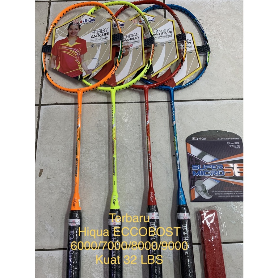 Raket badminton HIQUA ECCOBOTS 6000/7000/8000/9000 Wide body max 32lbs