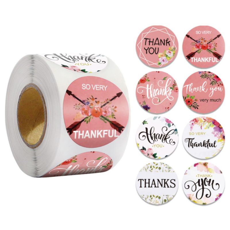 500 Pcs Sticker Thank You / 1 Roll Ukuran 1inch / 2.5 cm.. PROMO TAHUN BARU banyak motif lain, cek di slide selnjutnya ya-B