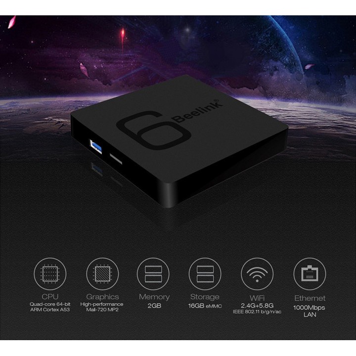 BEELINK GS1 6K TV BOX 2GB 16GB 64Bit Android 7.1 FULL KODI