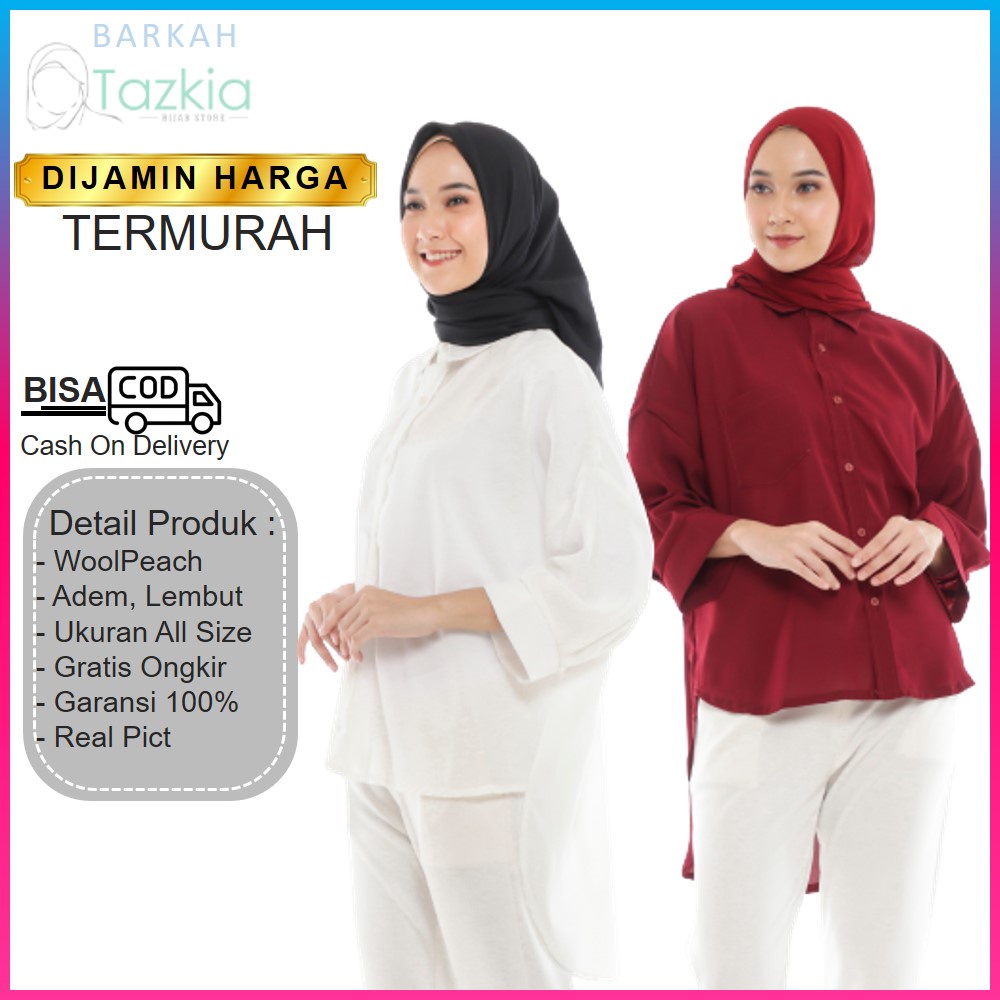Blouse Oversized Baju Blus Blush Blose Bloes Atasan Wanita Lengan Panjang Kekinian Fashion Muslim Ko