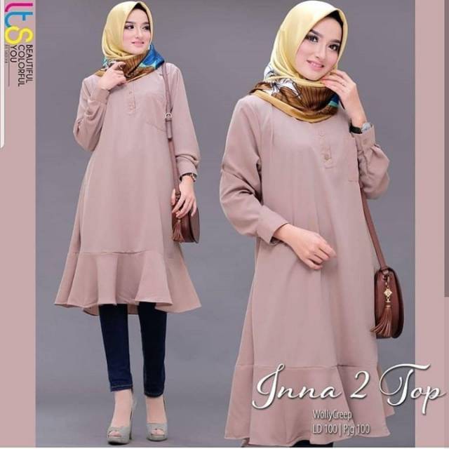 Inna 2 tunik cream / tunik polos / tunik wanita / tunik terbaru