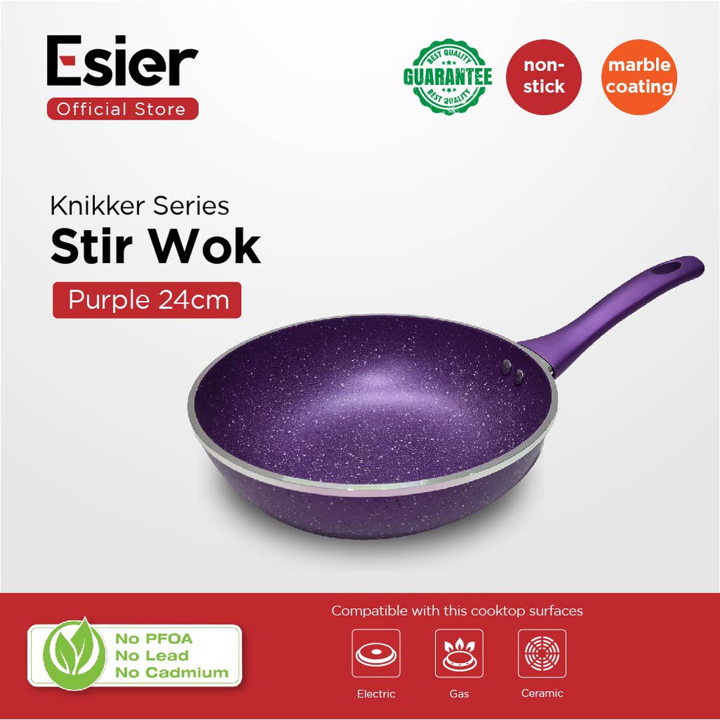 Esier Deep Wok Stirwok 24cm - Panci Wajan Teflon Anti Lengket